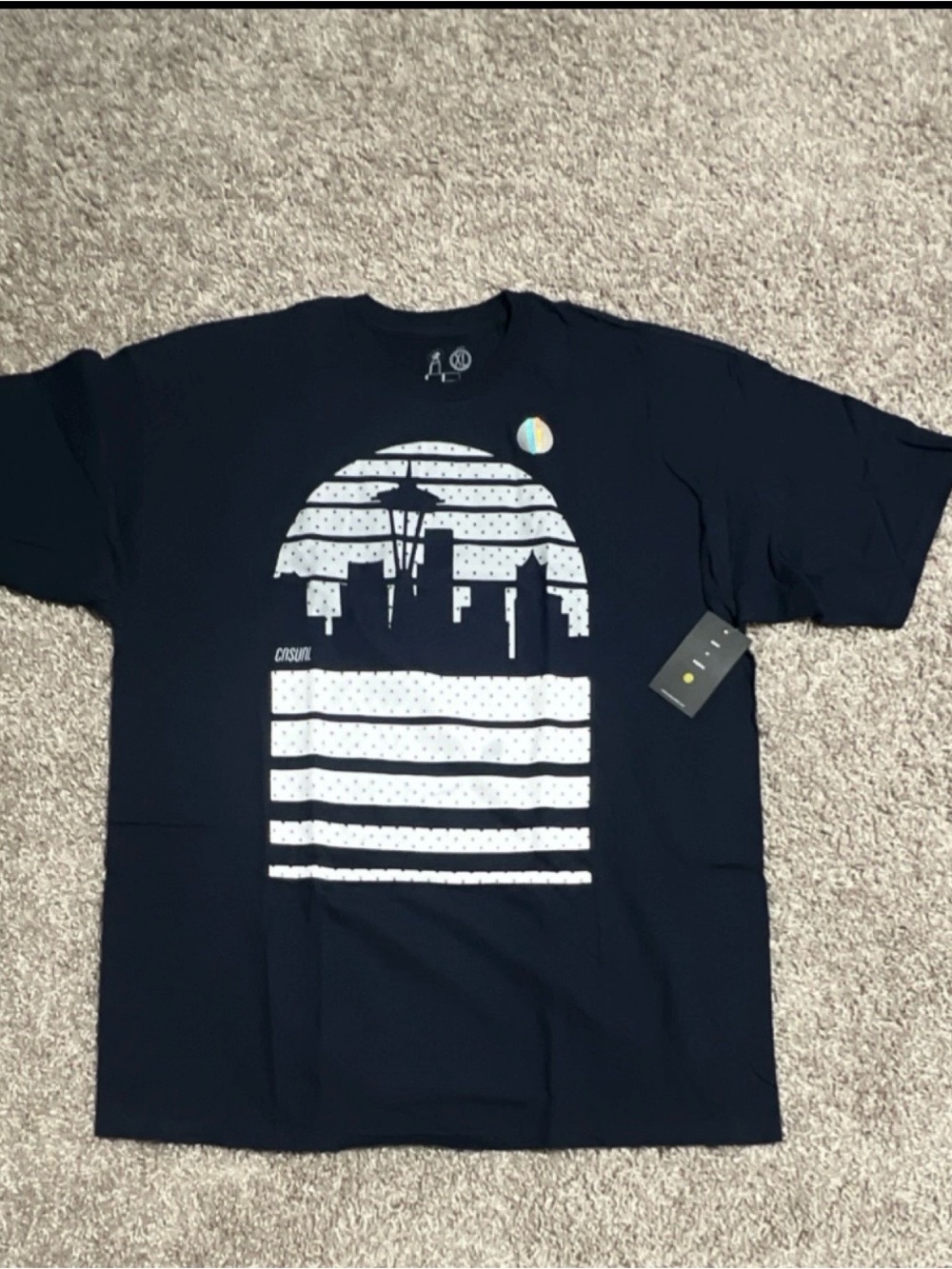 Zumiez Navy Short Sleeve Tee with White Seattle Skyline Graphic